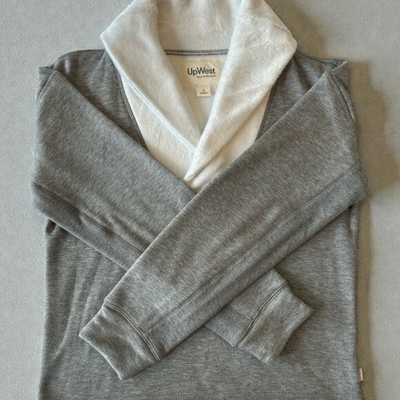 Grey Ultra‑Soft Sweatshirt with Fleece Shawl Collar  fr UpWest / Small - Picture 3 of 5